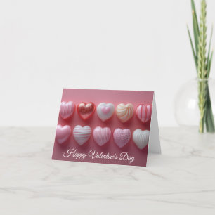 Pink Chocolate Hearts Valentine's Greeting Card