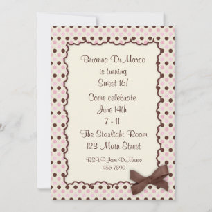 Pink Chocolate Polka Dot Invitation