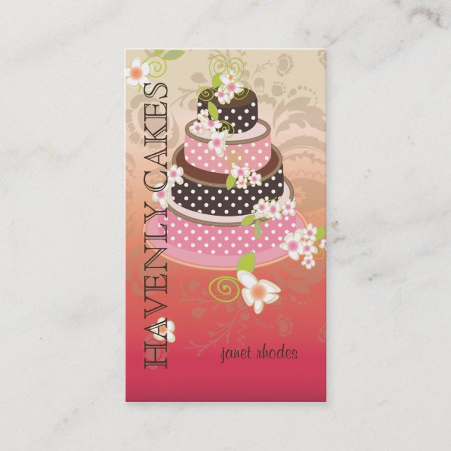 Pink + Chocolate Wedding Cake/Bakery/pâtisserie Business Card (Front)