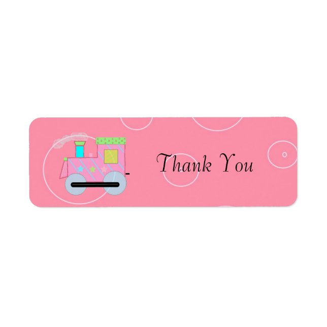 Pink Choo Choo Train Thank You Return Address Label (Front)