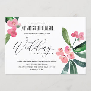 PINK CHRIST THORN CACTI BLOOM WATERCOLOR WEDDING INVITATION
