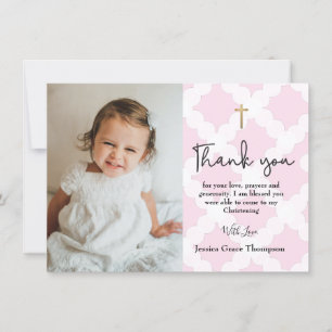 Pink Christening Girl photo thank you