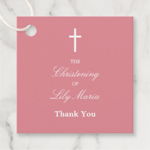 Pink Christening Thank You Favour Tags