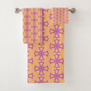 Pink Christian Cross Bath Towel Set