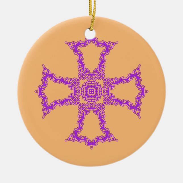 Pink Christian Cross Ceramic Ornament (Front)