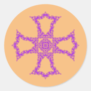 Pink Christian Cross Classic Round Sticker