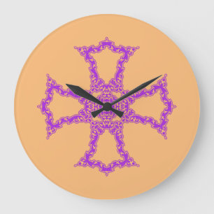 Pink Christian Cross Large Clock