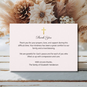 Pink Christian Funeral Memorial Cross Thank You Card