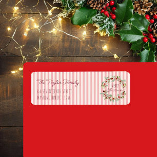 Pink Christmas Address Label Merry Christmas Flo Return Address Label