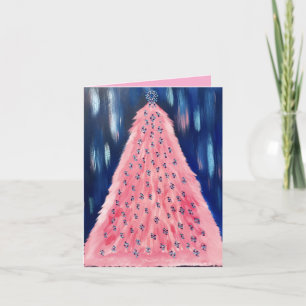 Pink Christmas Angel Tree Holiday Card