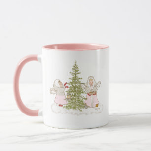 Pink Christmas Angels Mug