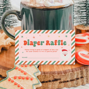 Pink Christmas Baby Shower Diaper Raffle  Enclosure Card