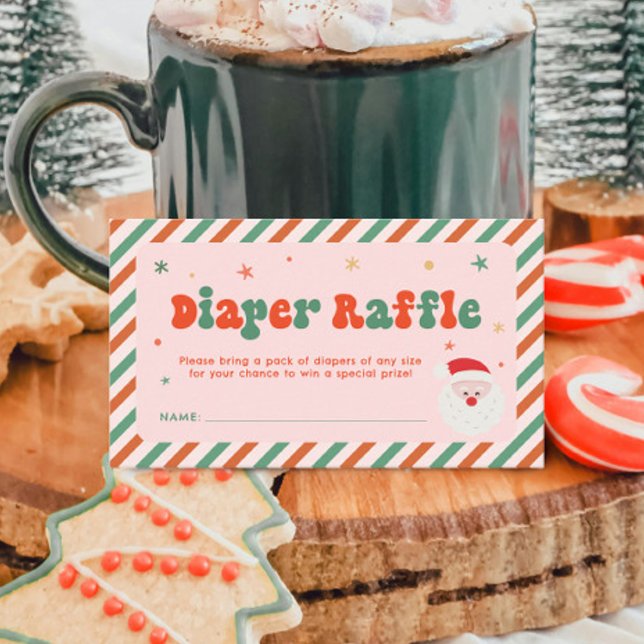 Pink Christmas Baby Shower Diaper Raffle  Enclosure Card (Creator Uploaded)