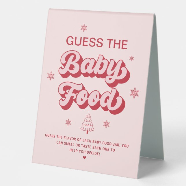 Pink Christmas Baby Shower Guess Baby Food Game (Front)