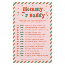 Pink Christmas Baby Shower Guess Who Game