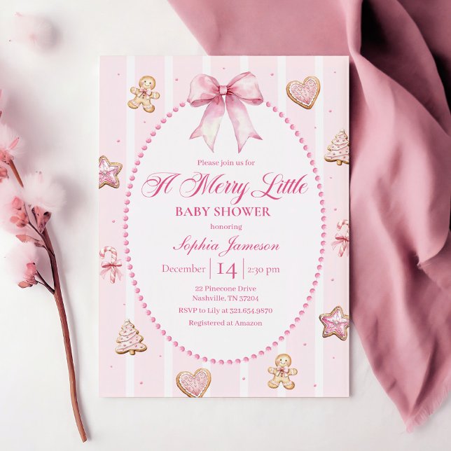 Pink Christmas Baby Shower Invitation (Creator Uploaded)