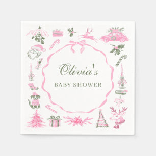 Pink Christmas Baby Shower Napkins