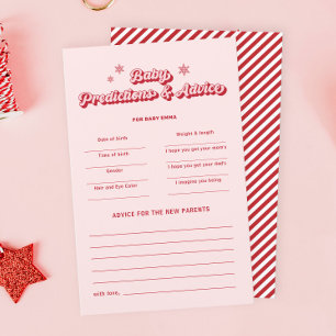 Pink Christmas Baby shower Predictions Advice Game