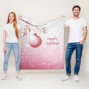 Pink Christmas Ball Holiday Fleece Blanket