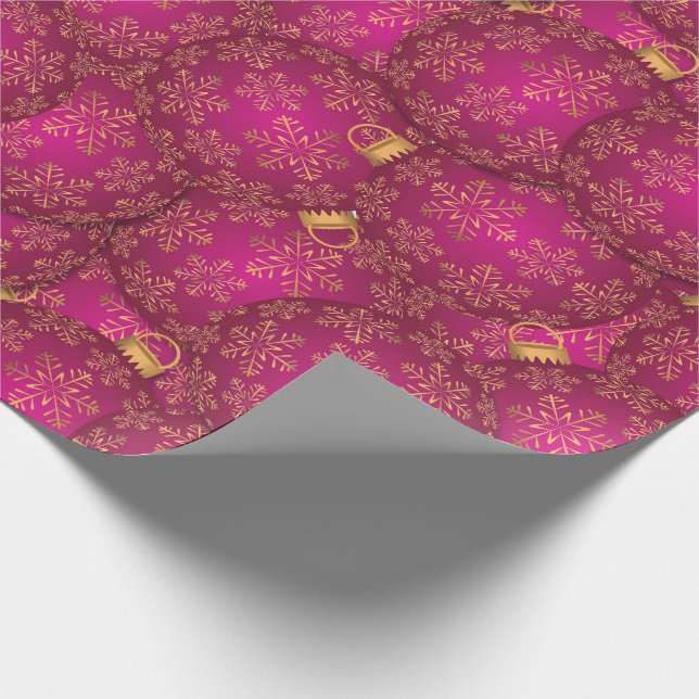Pink Christmas balls Wrapping Paper (Corner)