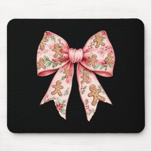 Pink Christmas Bow Coquette Xmas Gingerbread Women Mouse Pad
