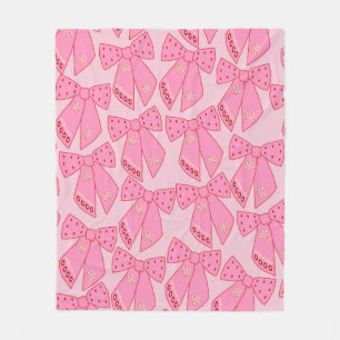 Pink Christmas Bows Fleece Blanket