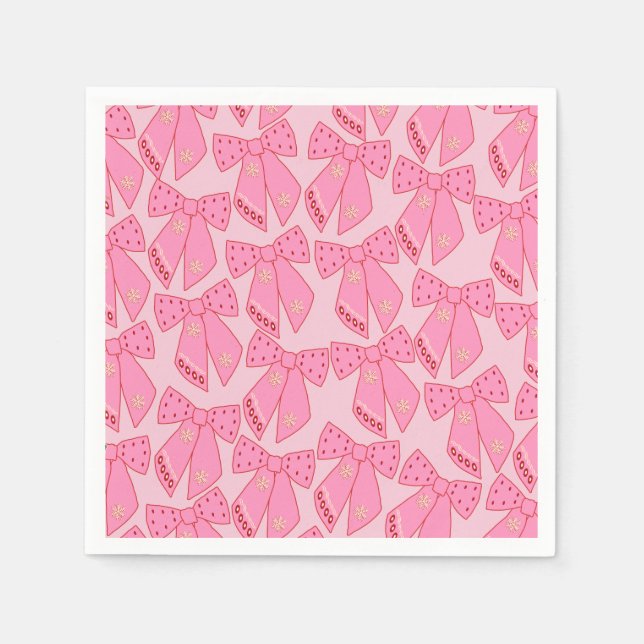 Pink Christmas Bows Napkin (Front)