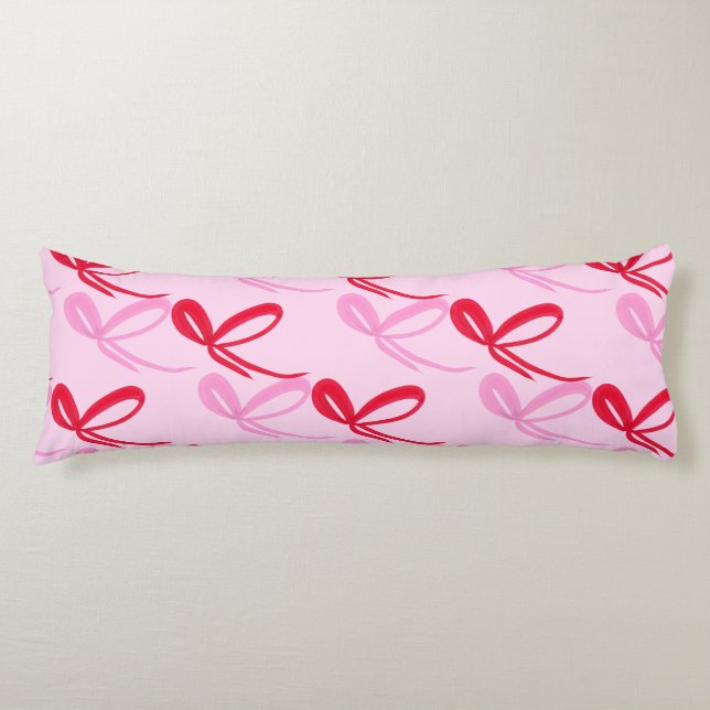 Pink Christmas Bows Reversible Color Body Cushion (Front)