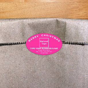Pink Christmas Business Oval Shape Sticker