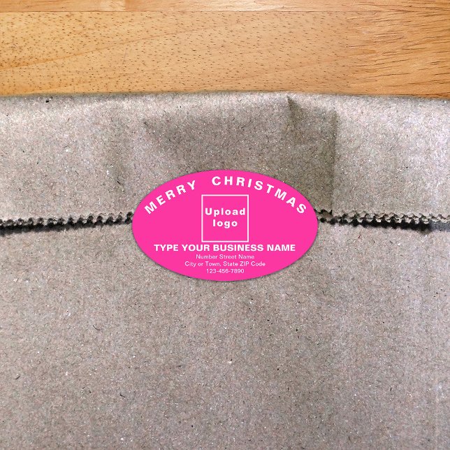 Pink Christmas Business Oval Shape Sticker (Creator Uploaded)