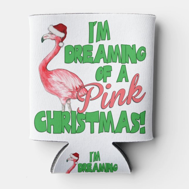 Pink Christmas Can Cooler (Front)