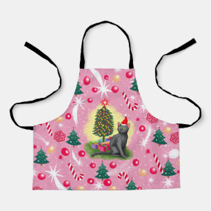 Pink Christmas Cat Apron