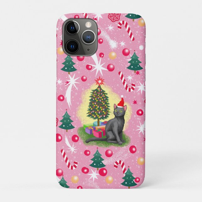 Pink Christmas Cat Case-Mate iPhone Case (Back)