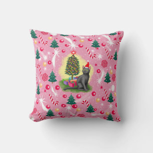Pink Christmas Cat Cushion