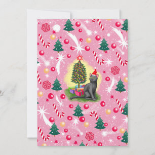 Pink Christmas Cat Holiday Card