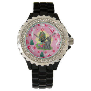 Pink Christmas Cat Watch