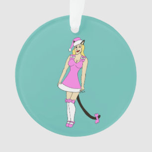 Pink Christmas catgirl Ornament