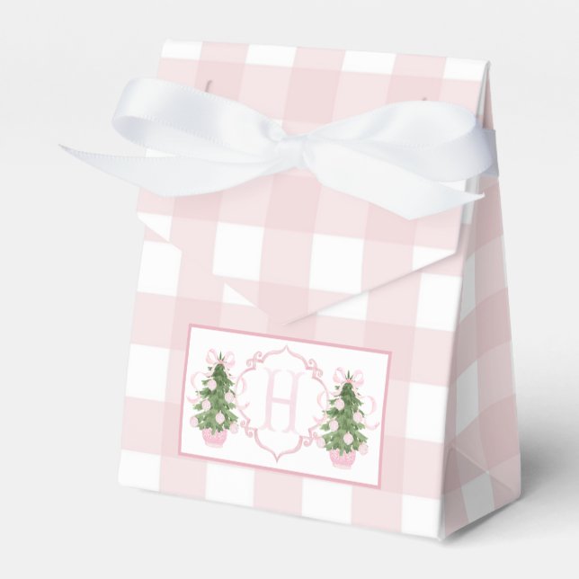 Pink Christmas Chinoiserie Baby Shower Favour Box (Front Side)