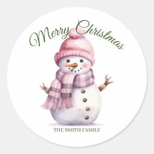 Pink Christmas Classic Round Sticker
