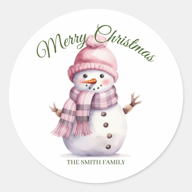 Pink Christmas  Classic Round Sticker (Front)