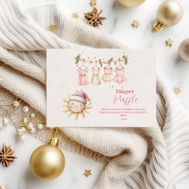 Pink Christmas Clothesline Diapper Raffle Enclosure Card (Creator Uploaded)