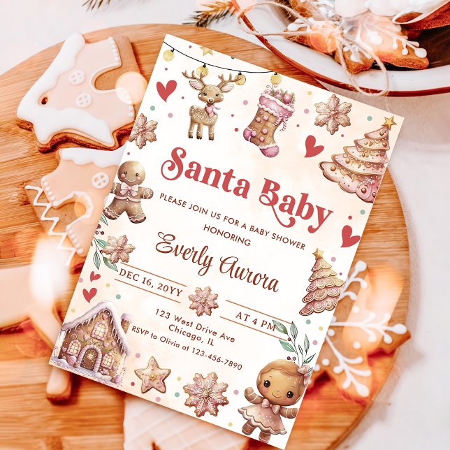 Pink Christmas Cookie Baby Shower Invitation (Creator Uploaded)
