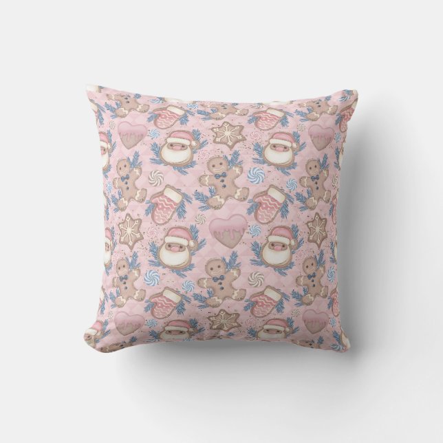 Pink Christmas cookies Cushion (Front)