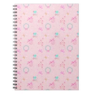 Pink Christmas Coquette Bow Seamless Pattern Notebook