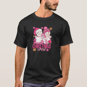 Pink Christmas Crew Snowman With Candy Cane Xmas H T-Shirt