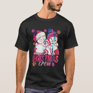 Pink Christmas Crew Snowman With Candy Cane Xmas H T-Shirt