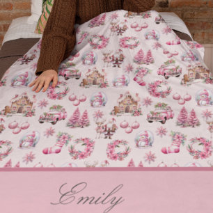 Pink Christmas Custom Sherpa Blanket