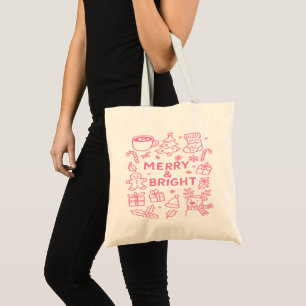 Pink Christmas Doodle Holiday Carryall Tote Bag