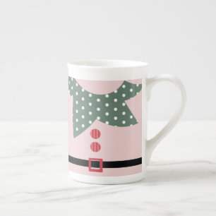 Pink Christmas Elf Suit Holiday Party   Bone China Mug