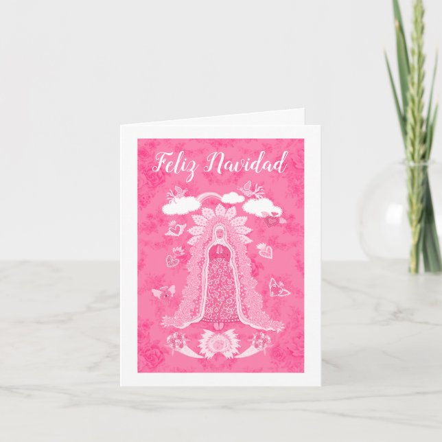 Pink Christmas Feliz Navidad personalised  Note Card (Front)